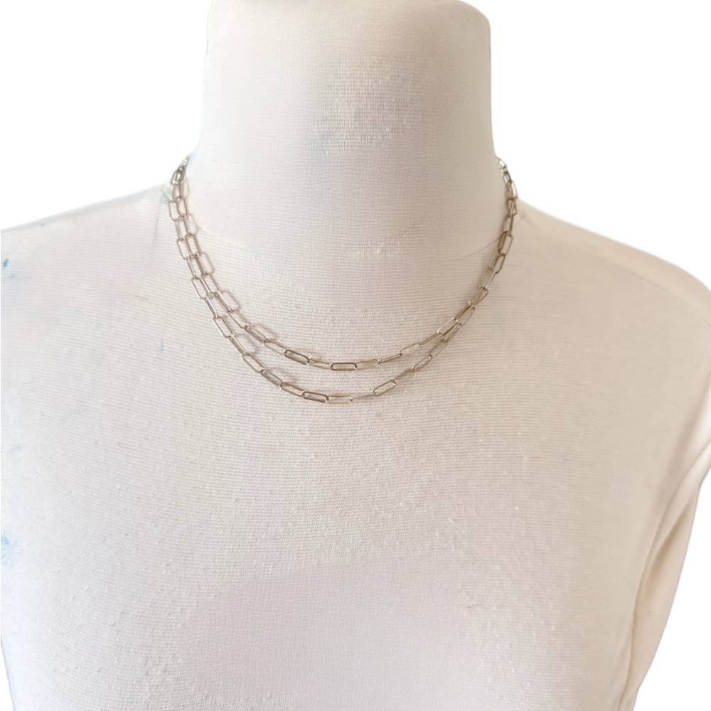 14kt gold plated over sterling .925 stamped  Silver double Chain Necklace choker